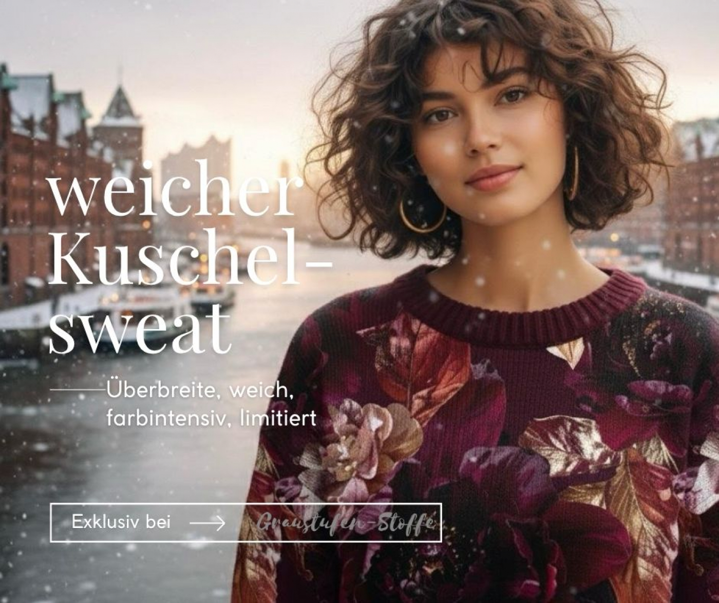 Velvet-Kollektion: Rubin im Schnee I Kuschelsweat mit Überbreite